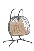 2 Person Outdoor Rattan Hanging Chair Patio Wicker Egg Chair