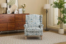 Modern Accent Chair with Retro Wood Legs and Floral Design by HouseOfZazla