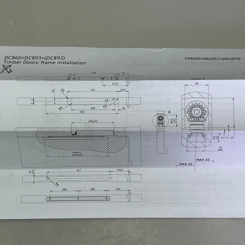 ABLOY (6 PACK) Concealed Door Closer EN 1-5 Sz 13.5” L, Grey DC860_010000