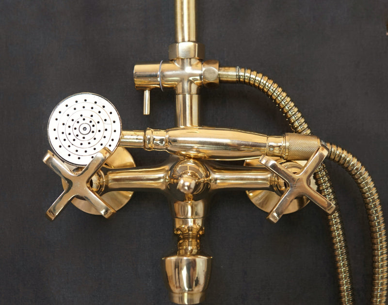 Unlacquered Brass Shower System With Tube Filler - BRASSMA