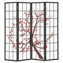 6 Feet Folding Decorative Oriental Privacy Screen with Plum Blossom Design-White by LJGDeals