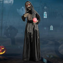 6ft Halloween Animatronics Standing Witch with Light Up Eyes and Magical Ball by LJGDeals