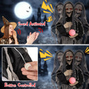 6ft Halloween Animatronics Standing Witch with Light Up Eyes and Magical Ball by LJGDeals