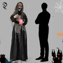 6ft Halloween Animatronics Standing Witch with Light Up Eyes and Magical Ball by LJGDeals