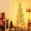 6/7 FT Pre-Lit Artificial Silver Tinsel Xmas Tree with 790 Branch Tips and 300 LED Lights by LJGDeals