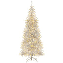 6/7 FT Pre-Lit Artificial Silver Tinsel Xmas Tree with 790 Branch Tips and 300 LED Lights by LJGDeals
