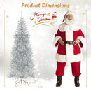 6/7 FT Pre-Lit Artificial Silver Tinsel Xmas Tree with 790 Branch Tips and 300 LED Lights by LJGDeals