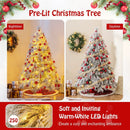 4.5/6/7 Feet Pre-Lit Snow Flocked Christmas Tree with Warm White LED Lights by LJGDeals