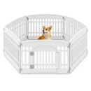 6-Panel Plastic Dog Playpen 24 Inch Indoor Outdoor Pet Fence with Locking Door-White