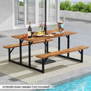 6-Person Acacia Wood Picnic Table with 2 Built-In Benches by LJGDeals