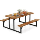 6-Person Acacia Wood Picnic Table with 2 Built-In Benches by LJGDeals