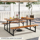 6-Person Acacia Wood Picnic Table with 2 Built-In Benches by LJGDeals