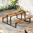 6-Person Acacia Wood Picnic Table with 2 Built-In Benches by LJGDeals