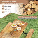 6-Person Acacia Wood Picnic Table with 2 Built-In Benches by LJGDeals