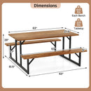 6-Person Acacia Wood Picnic Table with 2 Built-In Benches by LJGDeals