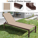 6-Position Chaise Lounge Chairs with Rustproof Aluminium Frame-Brown