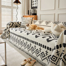Boho Geometric Chenille Throw Sofa Cover Soft Textured Decorative Couch Blanket