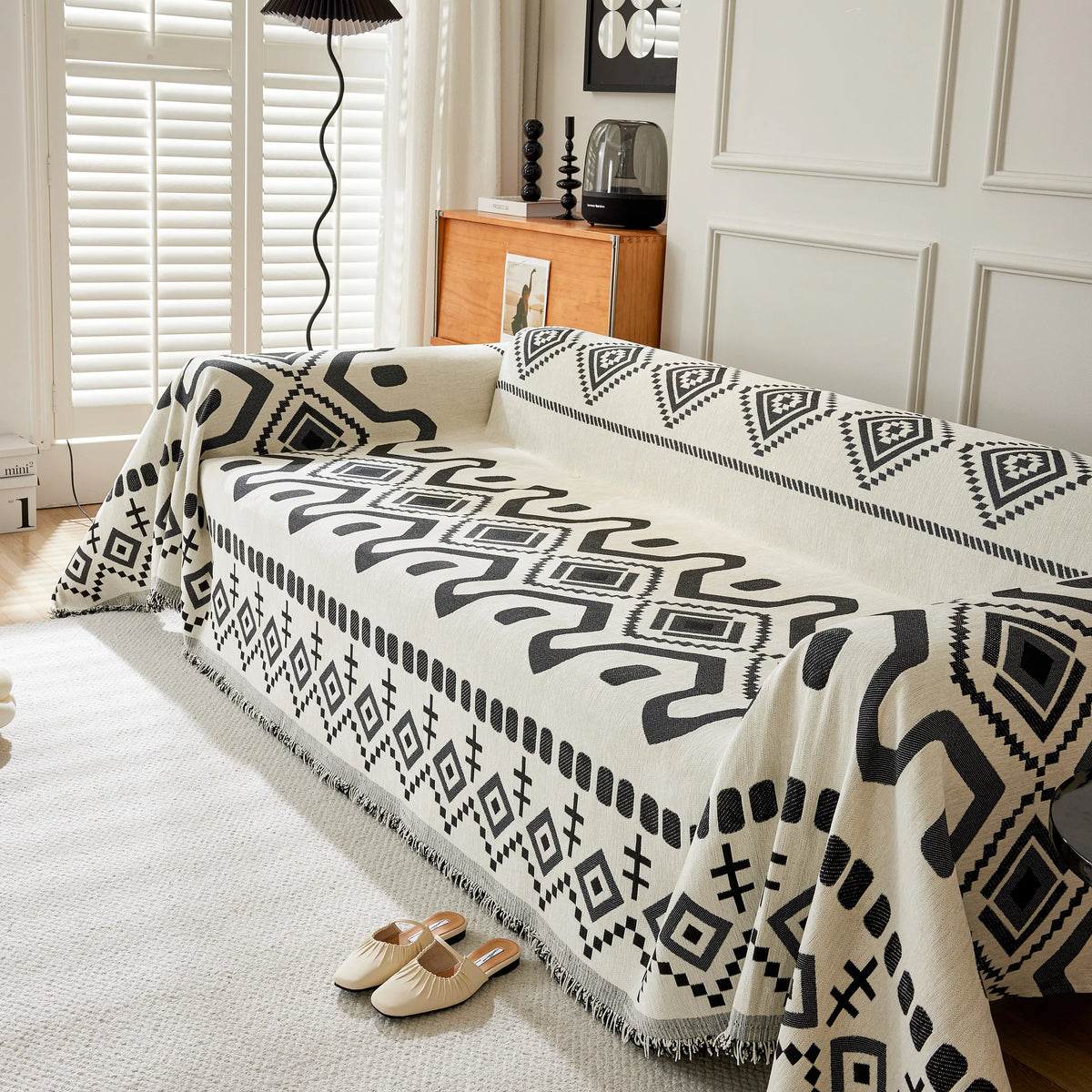Boho Geometric Chenille Throw Sofa Cover Soft Textured Decorative Couch Blanket, photo 35 of 40