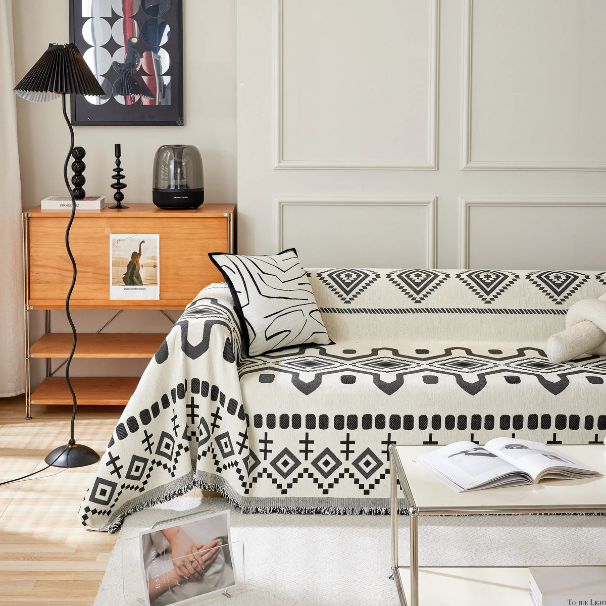 Boho Geometric Chenille Throw Sofa Cover Soft Textured Decorative Couch Blanket, photo 37 of 40