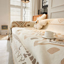 Boho Geometric Chenille Throw Sofa Cover Soft Textured Decorative Couch Blanket