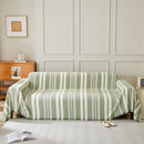 Striped Chenille Sofa Slipcover Throw, Soft Thick Washable Couch Cover Blanket
