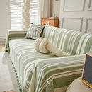 Striped Chenille Sofa Slipcover Throw, Soft Thick Washable Couch Cover Blanket