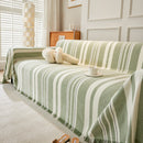 Striped Chenille Sofa Slipcover Throw, Soft Thick Washable Couch Cover Blanket