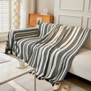 Striped Chenille Sofa Slipcover Throw, Soft Thick Washable Couch Cover Blanket