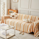 Striped Chenille Sofa Slipcover Throw, Soft Thick Washable Couch Cover Blanket