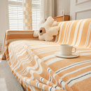 Striped Chenille Sofa Slipcover Throw, Soft Thick Washable Couch Cover Blanket