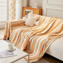 Striped Chenille Sofa Slipcover Throw, Soft Thick Washable Couch Cover Blanket