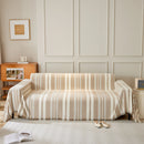 Striped Chenille Sofa Slipcover Throw, Soft Thick Washable Couch Cover Blanket