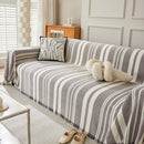 Striped Chenille Sofa Slipcover Throw, Soft Thick Washable Couch Cover Blanket