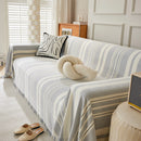 Striped Chenille Sofa Slipcover Throw, Soft Thick Washable Couch Cover Blanket