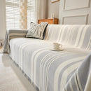 Striped Chenille Sofa Slipcover Throw, Soft Thick Washable Couch Cover Blanket