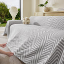 Three Layer Woven Soft Breathable Sofa Cover Blanket, Textured Chevron Couch Cover