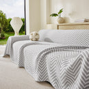 Three Layer Woven Soft Breathable Sofa Cover Blanket, Textured Chevron Couch Cover