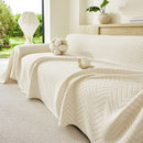 Three Layer Woven Soft Breathable Sofa Cover Blanket, Textured Chevron Couch Cover