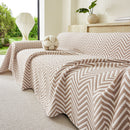 Three Layer Woven Soft Breathable Sofa Cover Blanket, Textured Chevron Couch Cover