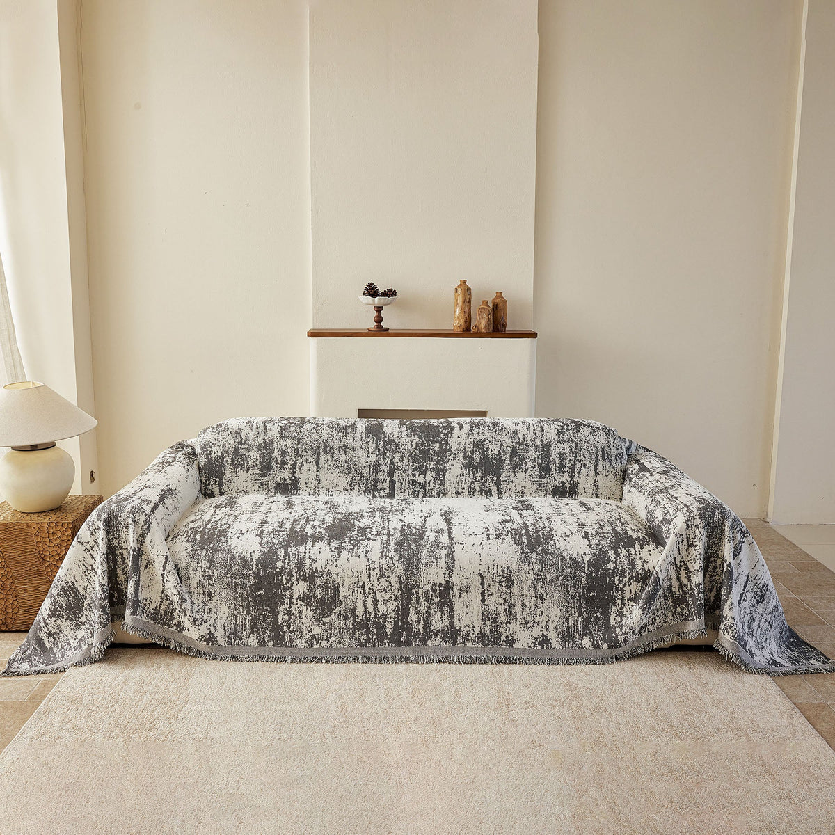 Soft Chenille Sofa Cover, Textured Abstract Couch Protector Cover with Vintage Pattern, photo 23 of 44