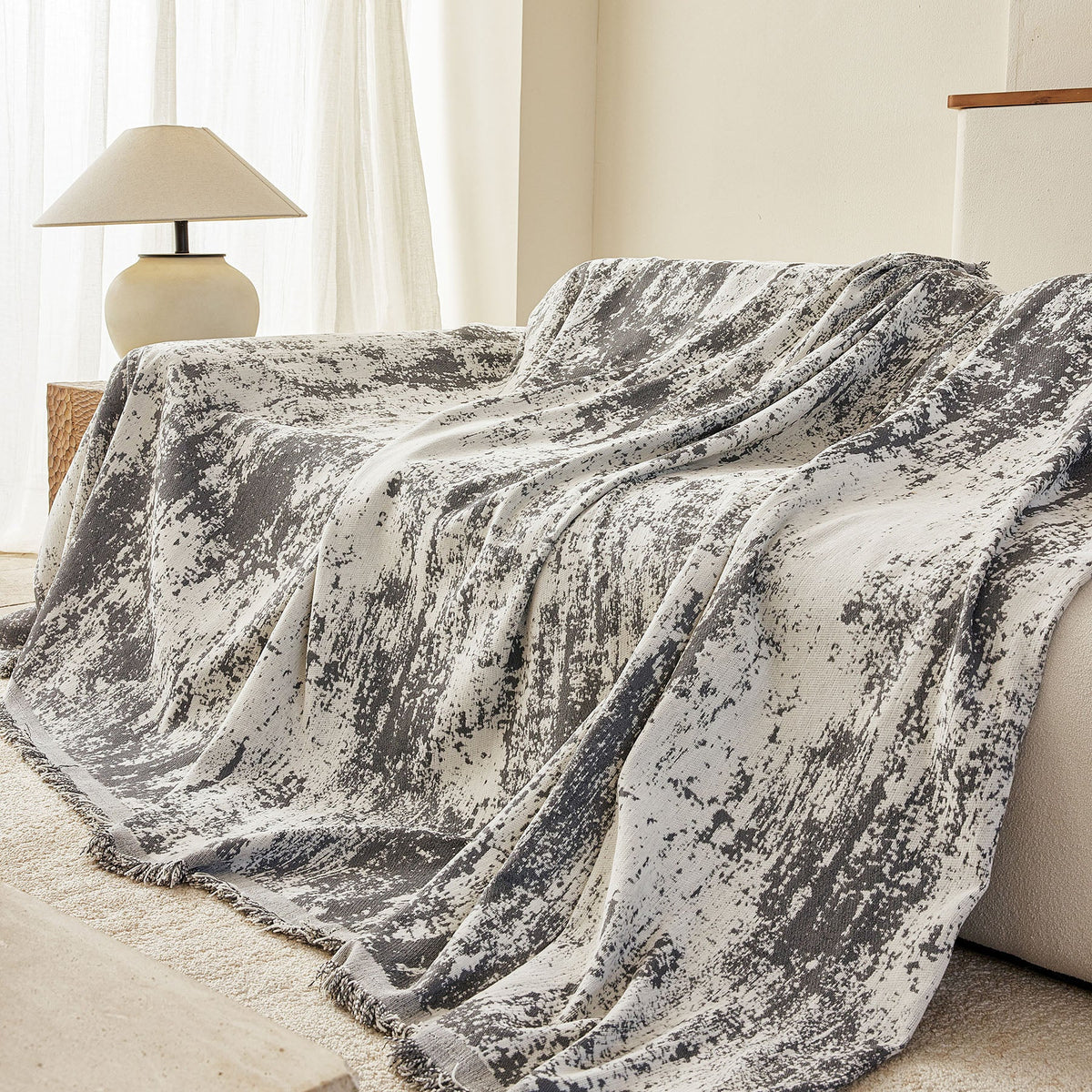 Soft Chenille Sofa Cover, Textured Abstract Couch Protector Cover with Vintage Pattern, photo 13 of 44