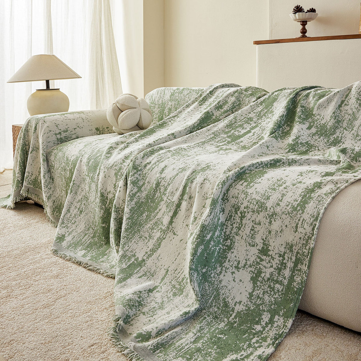Soft Chenille Sofa Cover, Textured Abstract Couch Protector Cover with Vintage Pattern, photo 38 of 44