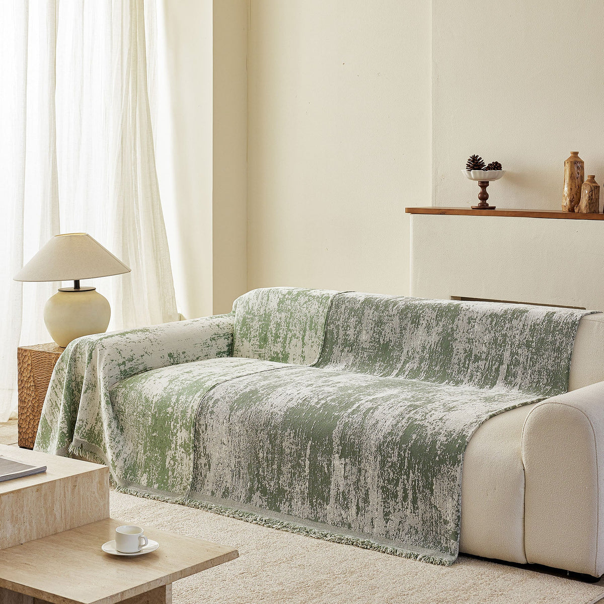 Soft Chenille Sofa Cover, Textured Abstract Couch Protector Cover with Vintage Pattern, photo 40 of 44