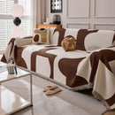 Modern Abstract Chenille Sofa Cover, Large Soft Throw Blanket with Tassels for Couch