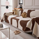 Modern Abstract Chenille Sofa Cover, Large Soft Throw Blanket with Tassels for Couch