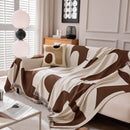 Modern Abstract Chenille Sofa Cover, Large Soft Throw Blanket with Tassels for Couch