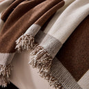 Modern Abstract Chenille Sofa Cover, Large Soft Throw Blanket with Tassels for Couch