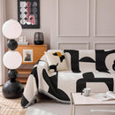 Modern Abstract Chenille Sofa Cover, Large Soft Throw Blanket with Tassels for Couch