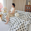 Geometric Jacquard Plush Warm Sofa Couch Cover Coral Fleece Throw Blanket for Couch by Slipcover KAS™