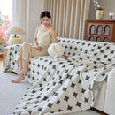 Geometric Jacquard Plush Warm Sofa Couch Cover Coral Fleece Throw Blanket for Couch by Slipcover KAS™